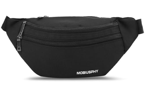 MOBIUSPHY Bauchtasche Damen Herren Gürteltasche Hüfttasche Handytasche Sport Laufgürtel, Schwarz