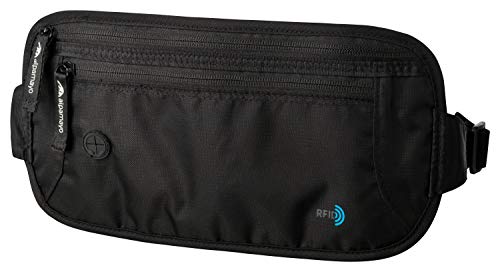 Alpamayo® Bauchtasche, Gürteltasche mit RFID Blocker für Reise und Sport, Hüfttasche für Damen und Herren, schwarz