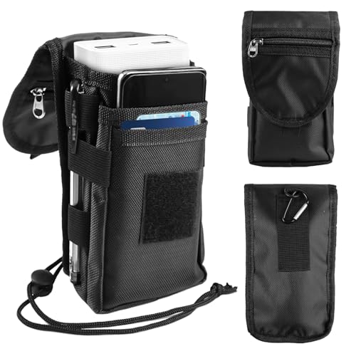 Handy Gürteltasche Premium Universal Gürtel Tasche Handytasche mit Mehrere Fächer und Verstärktem Clip aus Robustem Oxfordstoff Tragbarkeit und Abriebfest Ideal für Outdoor, Arbeit und Reisen(Schwarz)